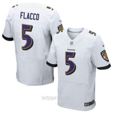 Mens Baltimore Ravens #5 Joe Flacco Elite White Jersey Bestplayer